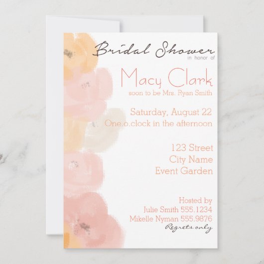 Peach Blush Bridal Dusche Einladung (Vorderseite)