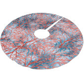Peach Blush Coral Indigo Shibori Küste Weihnachten Polyester Weihnachtsbaumdecke (Schrägansicht)