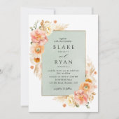 Peach, Blush Cream and Sage Floral Chic Wedding Einladung (Vorderseite)