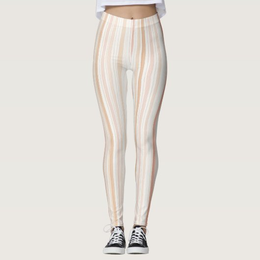 Peach Blush Cream Stripes  Leggings (Vorderseite)