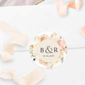 Peach, Blush, Cream Wedding Envelope / Gefallen Runder Aufkleber