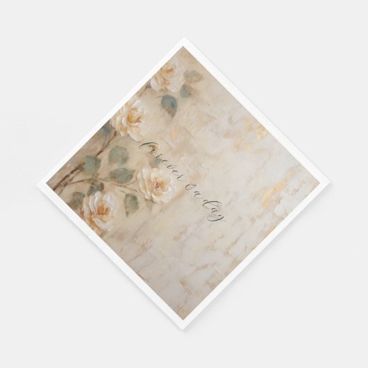 Peach Blush Cream Wedding Serviette (Ecke)