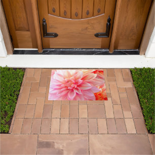 Peach Blush Dahlia Blossom Fußmatte