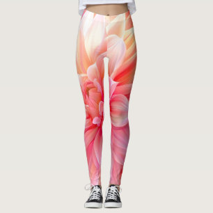 Peach Blush Dahlia Blossom Leggings