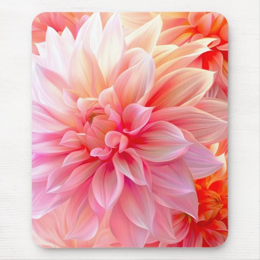 Peach Blush Dahlia Blossom Mousepad (Vorne)