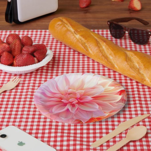 Peach Blush Dahlia Blossom Pappteller (Picknick)