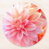 Peach Blush Dahlia Blossom Runder Pappuntersetzer (Vorderseite)