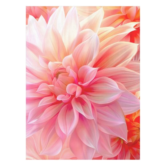 Peach Blush Dahlia Blossom Tischdecke (Vorderseite)