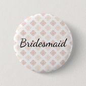 Peach Blush Damask Bridesmaid Button (Vorderseite)