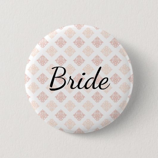 Peach Blush Damask Brie Button (Vorderseite)