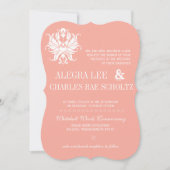 Peach Blush Damask Modernes Chalkboard Einladung (Vorderseite)