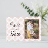 Peach Blush Damask Save The Date (Stehend Vorderseite)