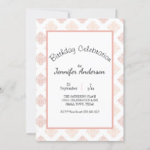 Peach Blush Damask Sweet 16 Birthday