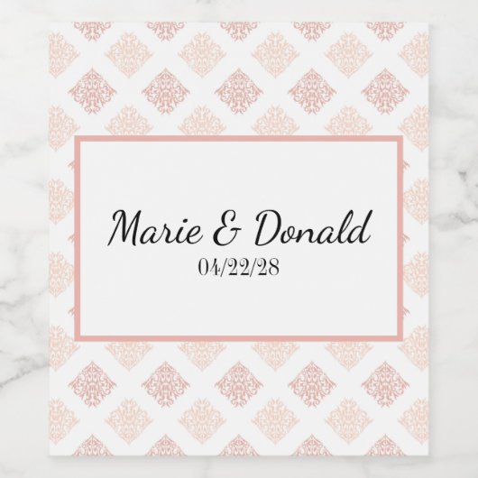 Peach Blush Damask Weinetikett (Einzelnes Label)