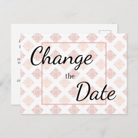 Peach Blush Damaskus Ändern Sie das Datum Postkarte (Vorne/Hinten)
