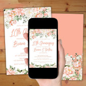 Peach Blush Elfenbeinblume 10. Hochzeitstag Einladung
