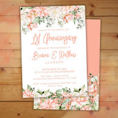 Peach Blush Elfenbeinblume 1. Hochzeitstag Einladung