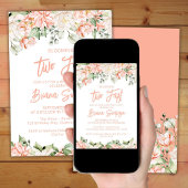 Peach Blush Elfenbeinblume zu schnell Geburtstag Einladung