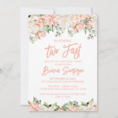 Peach Blush Elfenbeinblume zu schnell Geburtstag Einladung (Vorderseite)