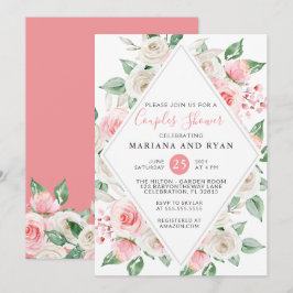 Peach Blush Floral Couples Kinderdusche Einladung