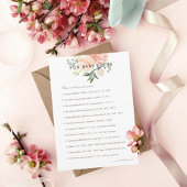 Peach Blush Floral Fun Baby Fakten Baby Showspiel Einladung