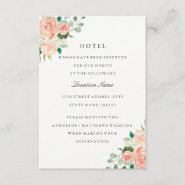 Peach Blush Floral Wedding Hotel Unterkunft Begleitkarte