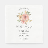 Peach Blush Floral White Wedding  Serviette (Vorderseite)