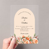 Peach blush florals arch clear wedding acryleinladungen (Insitu (Handheld))