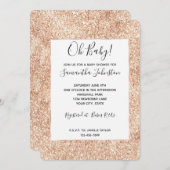 Peach Blush Gold Glitzer Babydusche Einladung (Vorne/Hinten)