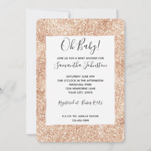 Peach Blush Gold Glitzer Babydusche Einladung