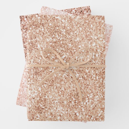 Peach Blush Gold Glitzer Geschenkpapier Set (Beispiel)