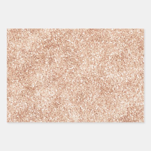 Peach Blush Gold Glitzer Geschenkpapier Set (Vorderseite)