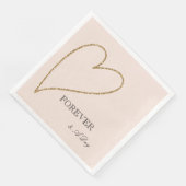 Peach Blush Gold Glitzer Herz Serviette (Ecke)
