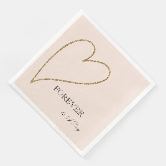 Peach Blush Gold Glitzer Herz Serviette (Ecke)