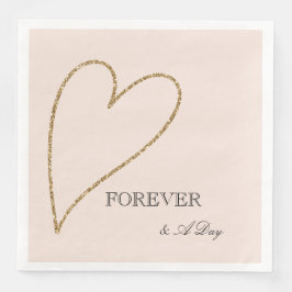 Peach Blush Gold Glitzer Herz Serviette