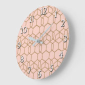 Peach Blush & Gold Modern Boho Geometric Glam Große Wanduhr (Winkel)