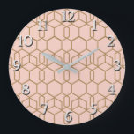 Peach Blush & Gold Modern Boho Geometric Glam Große Wanduhr<br><div class="desc">Anpassen mit jedem Text.</div>
