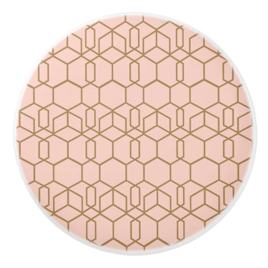 Peach Blush & Gold Modern Boho Geometric Glam Keramikknauf (Vorderseite)