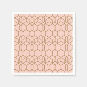 Peach Blush & Gold Modern Boho Geometric Glam Serviette