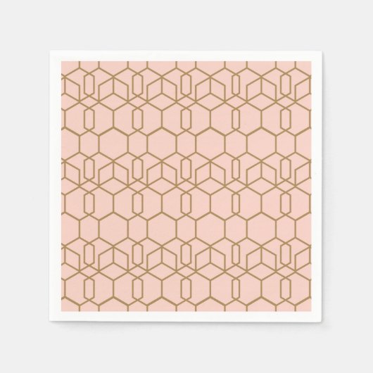 Peach Blush & Gold Modern Boho Geometric Glam Serviette (Vorderseite)