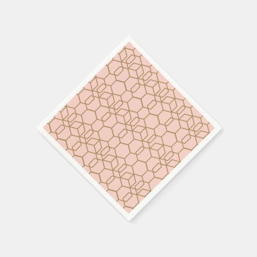 Peach Blush & Gold Modern Boho Geometric Glam Serviette (Ecke)