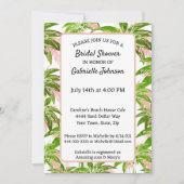 Peach Blush Green Palm Tree Summer Shower Party Einladung (Vorderseite)