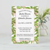 Peach Blush Green Palm Tree Summer Shower Party Einladung (Stehend Vorderseite)