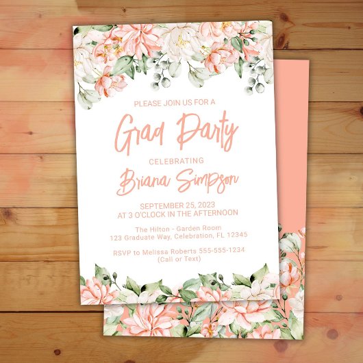 Peach Blush Ivory Abschluss Grad Party Einladung