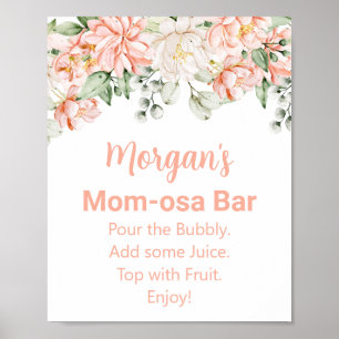 Peach Blush Ivory Baby Dusche Mama-osa-Bar Zeichen Poster