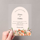 Peach blush ivory florals arch clear wedding acryleinladungen (Insitu (Handheld))