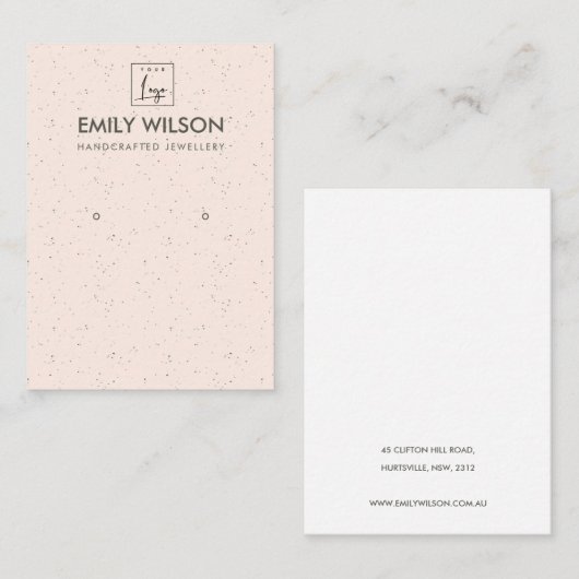 PEACH BLUSH KERAMIK TEXTURE EARRING DISPLAY LOGO VISITENKARTE (Vorne/Hinten)