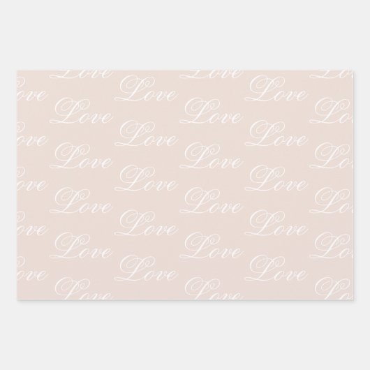 Peach Blush Liebe Immer Hochzeit Geschenkpapier Set (Vorderseite)