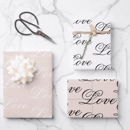 Peach Blush Liebe Immer Hochzeit Geschenkpapier Set (Vorderseite)