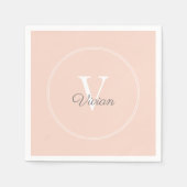 Peach Blush Monogram Birthday Serviette (Vorderseite)